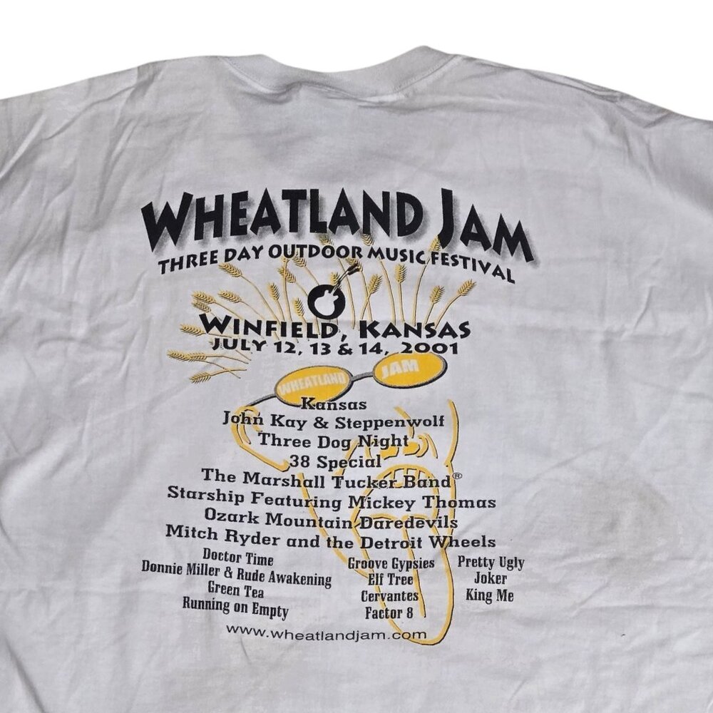 Wheatland Jam 2001 White T Shirt Size 2XL Winfield Kansas Music Festival Vtg